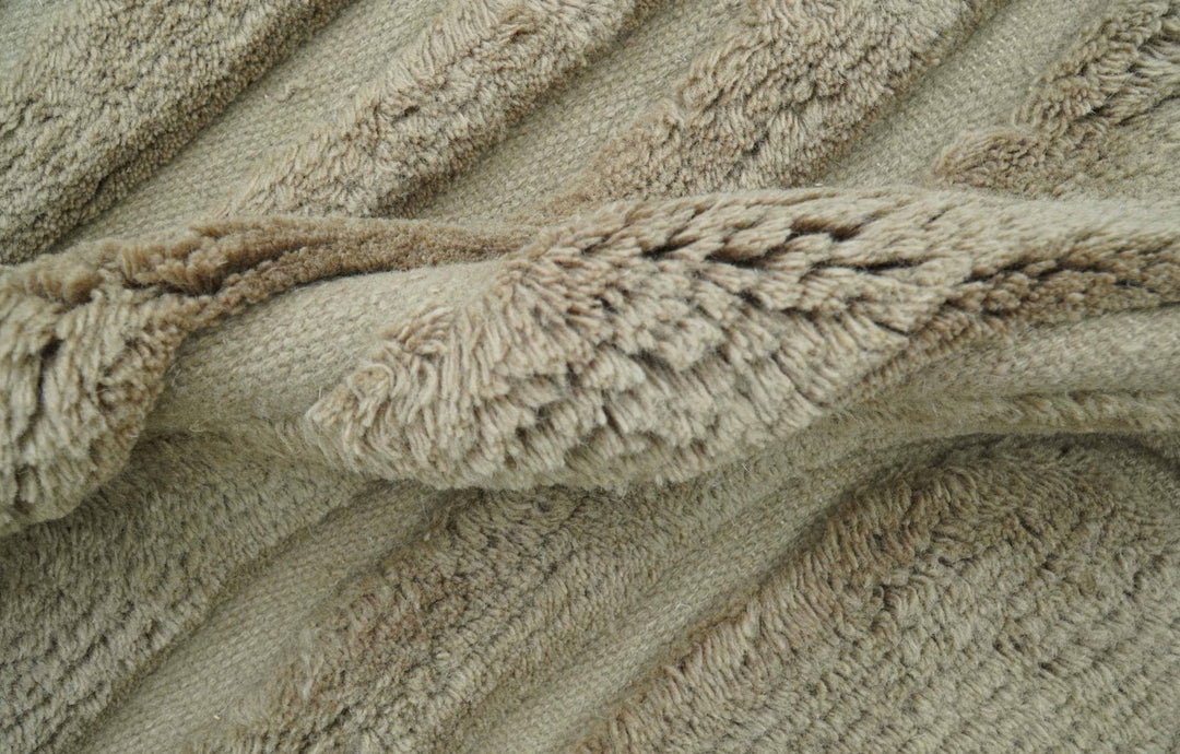 Custom Made Modern Contemporary Beige And Gray Hand Knotted Wool Rug - The Rug Decor