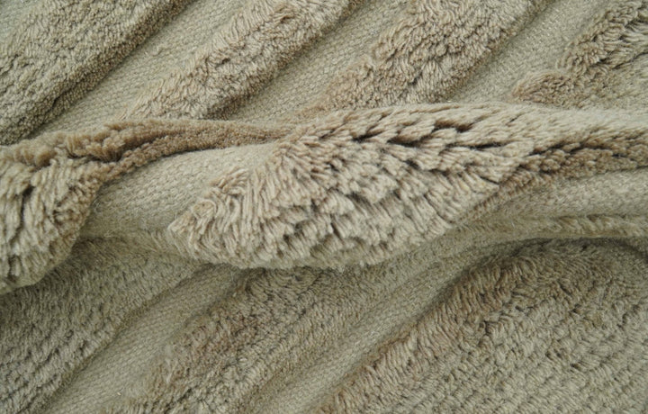 Custom Made Modern Contemporary Beige And Gray Hand Knotted Wool Rug - The Rug Decor