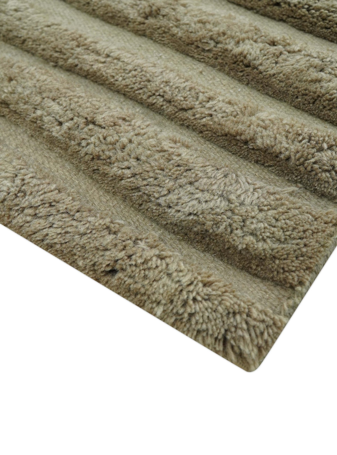 Custom Made Modern Contemporary Beige And Gray Hand Knotted Wool Rug - The Rug Decor