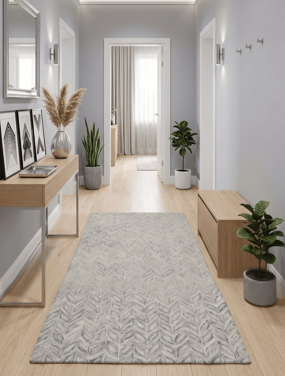 Custom Made Modern Contemporary Beige And Gray Hand Tufted Wool Rug - The Rug Decor