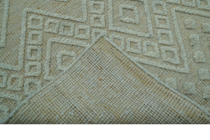 Custom Made Modern Contemporary Beige Hand Knotted Wool Area Rug - The Rug Decor