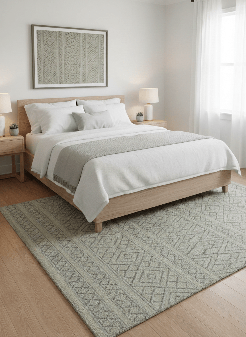 Custom Made Modern Contemporary Beige Hand Knotted Wool Area Rug - The Rug Decor