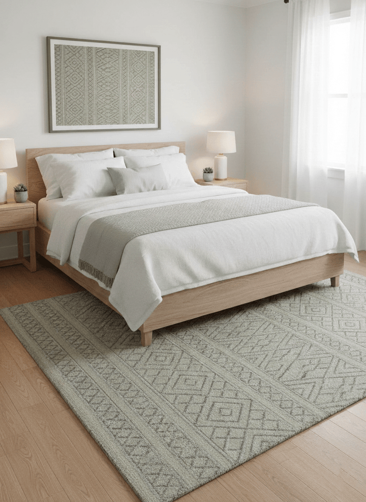 Custom Made Modern Contemporary Beige Hand Knotted Wool Area Rug - The Rug Decor