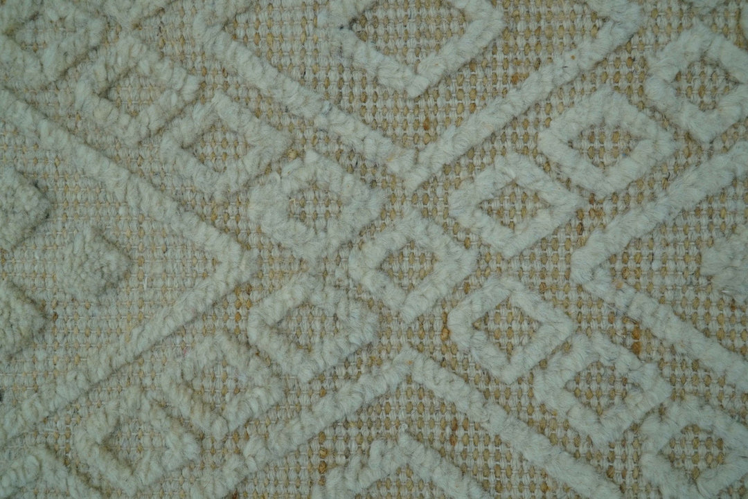 Custom Made Modern Contemporary Beige Hand Knotted Wool Area Rug - The Rug Decor