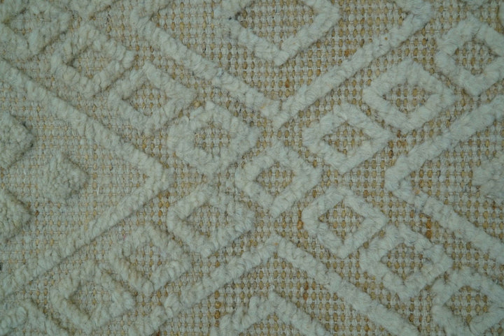 Custom Made Modern Contemporary Beige Hand Knotted Wool Area Rug - The Rug Decor