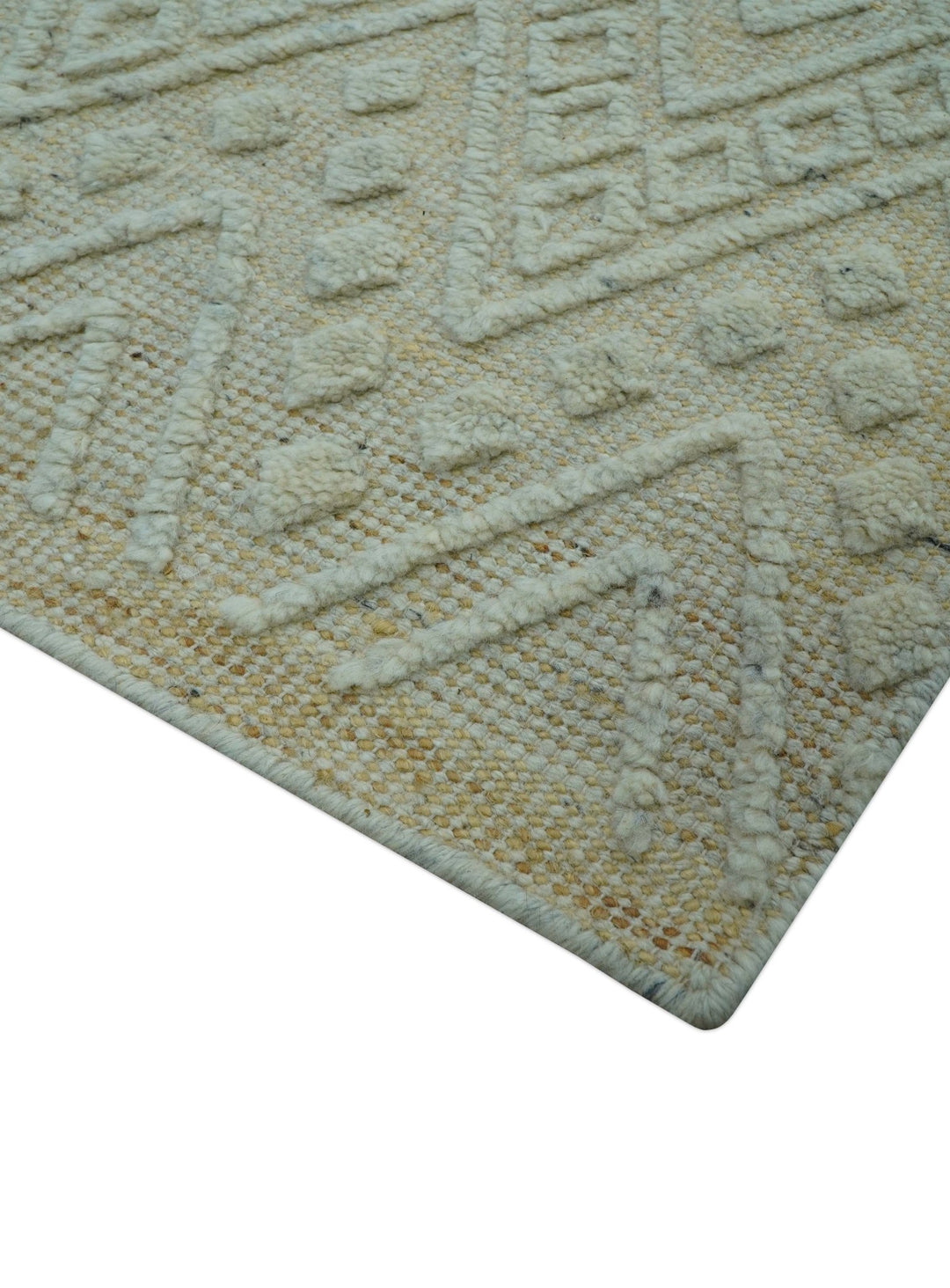 Custom Made Modern Contemporary Beige Hand Knotted Wool Area Rug - The Rug Decor