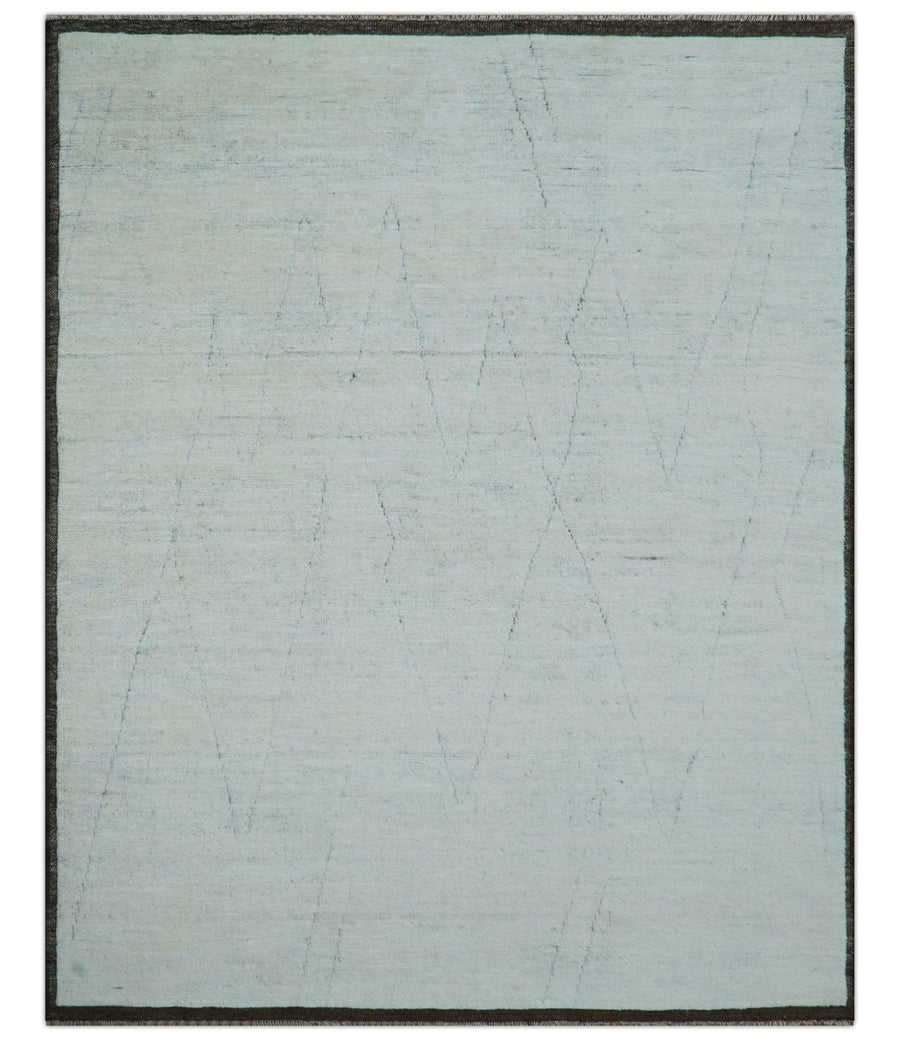 Custom Made Modern Contemporary White and Brown Hand Knotted Wool Rug - The Rug Decor