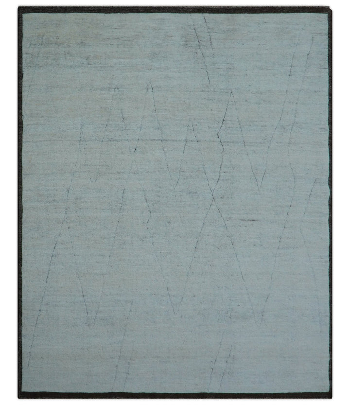 Custom Made Modern Contemporary White and Brown Hand Knotted Wool Rug - The Rug Decor