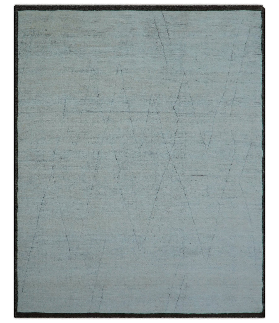 Custom Made Modern Contemporary White and Brown Hand Knotted Wool Rug - The Rug Decor