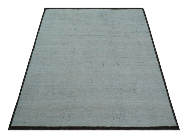 Custom Made Modern Contemporary White and Brown Hand Knotted Wool Rug - The Rug Decor