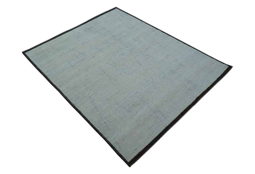 Custom Made Modern Contemporary White and Brown Hand Knotted Wool Rug - The Rug Decor