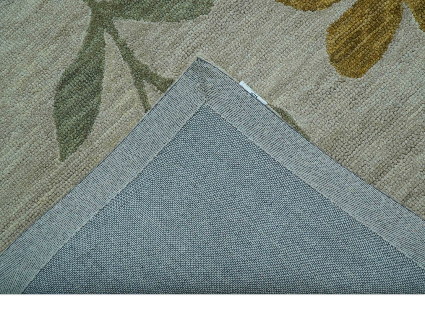 Custom Made Modern Floral Design Beige Hand Tufted Wool Area Rug - The Rug Decor