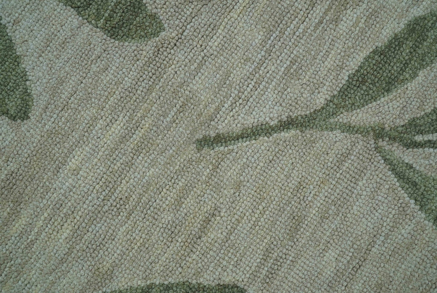 Custom Made Modern Floral Design Beige Hand Tufted Wool Area Rug - The Rug Decor