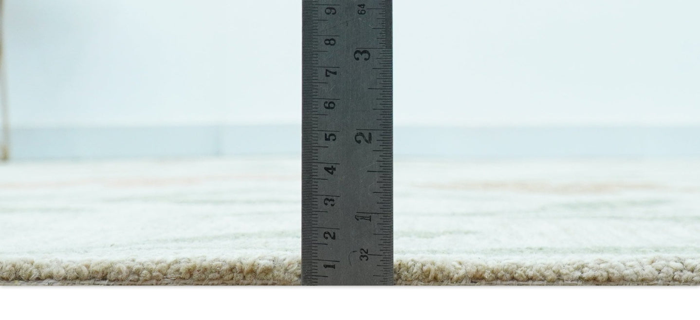 Custom Made Modern Floral Design Beige Hand Tufted Wool Area Rug - The Rug Decor