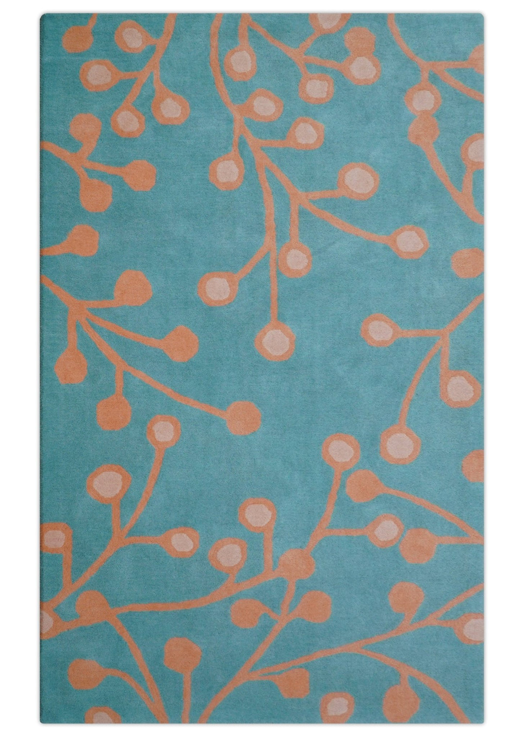 Custom Made Modern Floral Design Blue Hand Tufted Wool Area Rug - The Rug Decor
