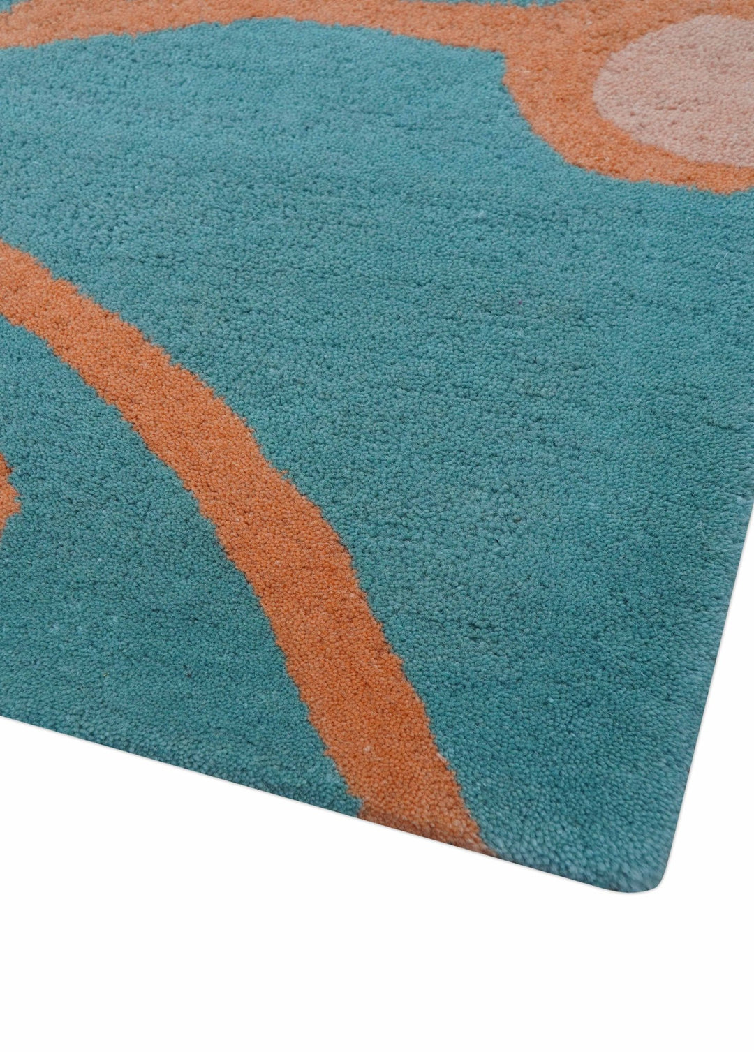Custom Made Modern Floral Design Blue Hand Tufted Wool Area Rug - The Rug Decor