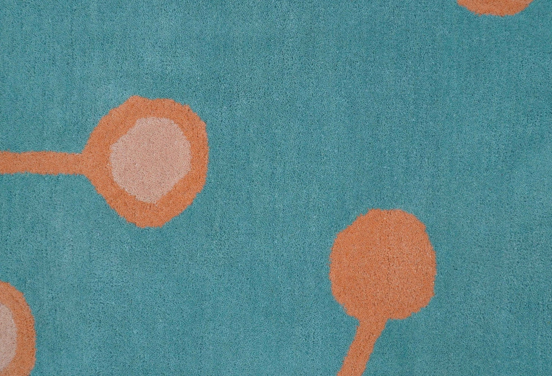 Custom Made Modern Floral Design Blue Hand Tufted Wool Area Rug - The Rug Decor