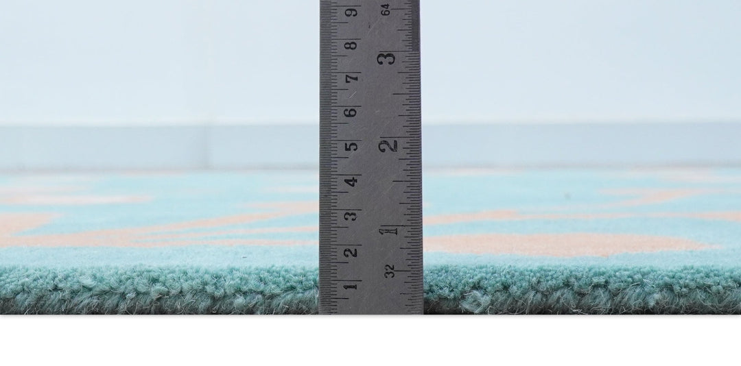 Custom Made Modern Floral Design Blue Hand Tufted Wool Area Rug - The Rug Decor