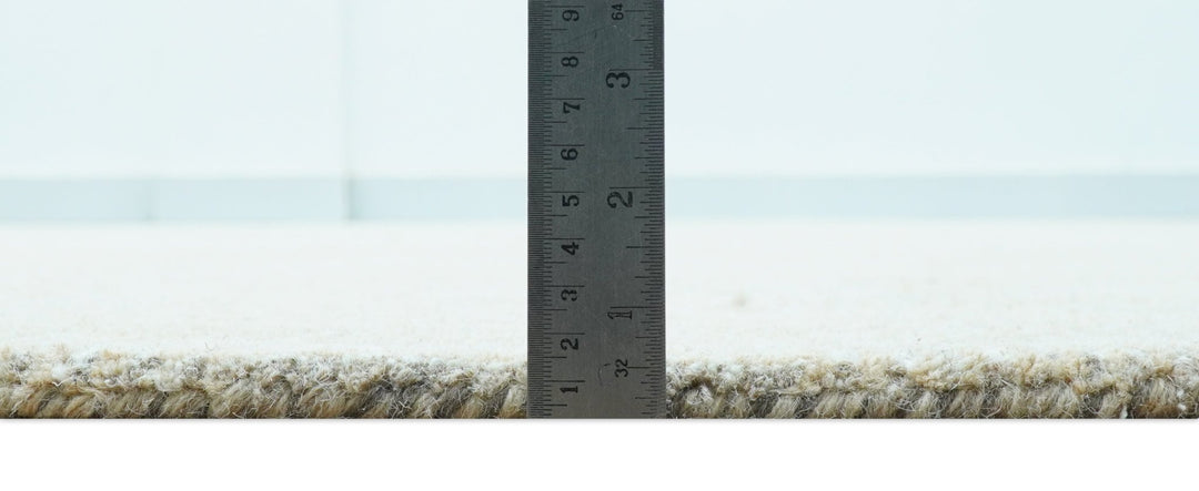 Custom Made Modern Geometrical Beige and Silver Hand Tufted Natural Wool Area Rug - The Rug Decor