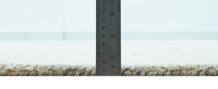 Custom Made Modern Geometrical Beige and Silver Hand Tufted Natural Wool Area Rug - The Rug Decor