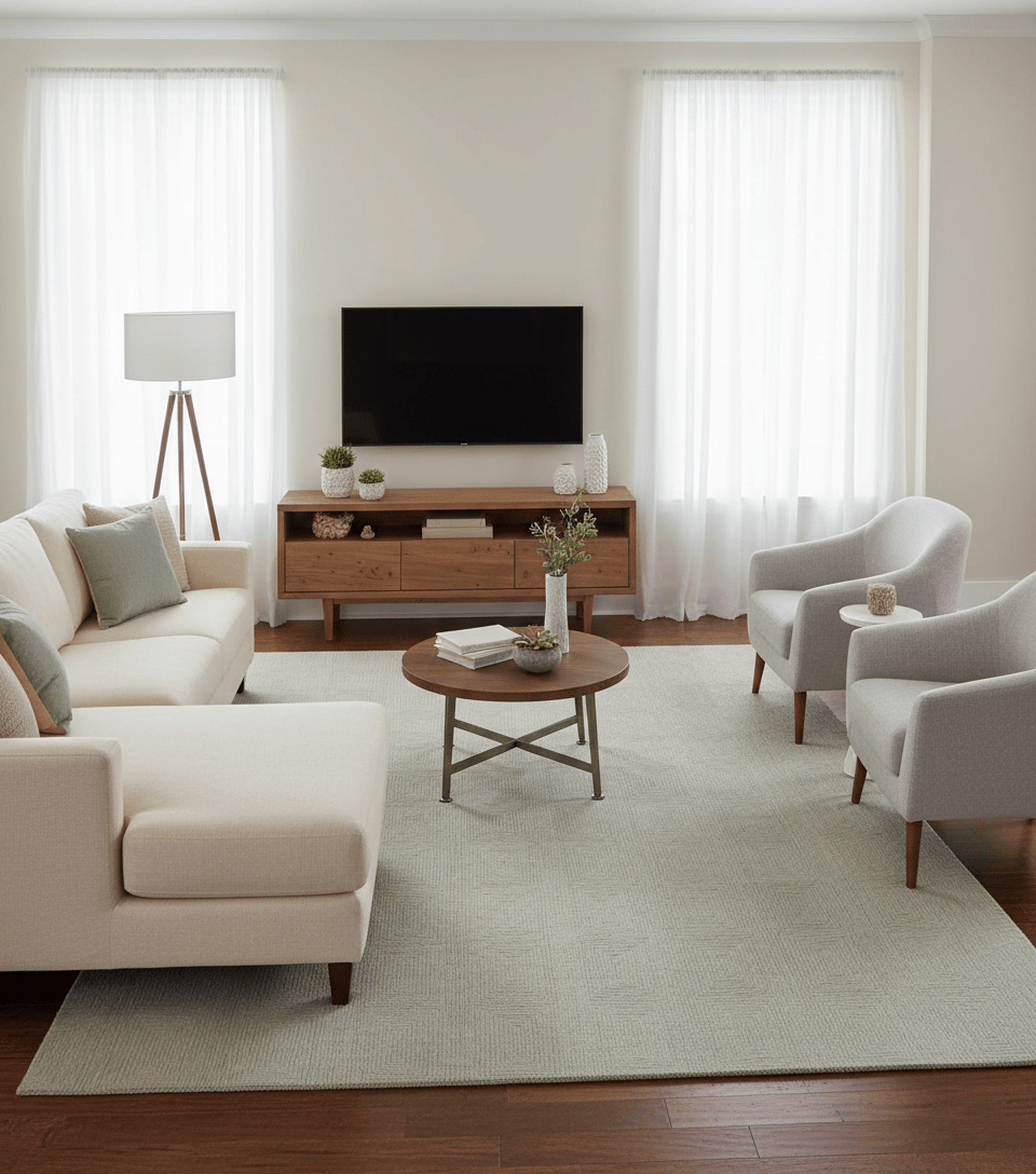 Custom Made Modern Geometrical Beige and Silver Hand Tufted Natural Wool Area Rug - The Rug Decor