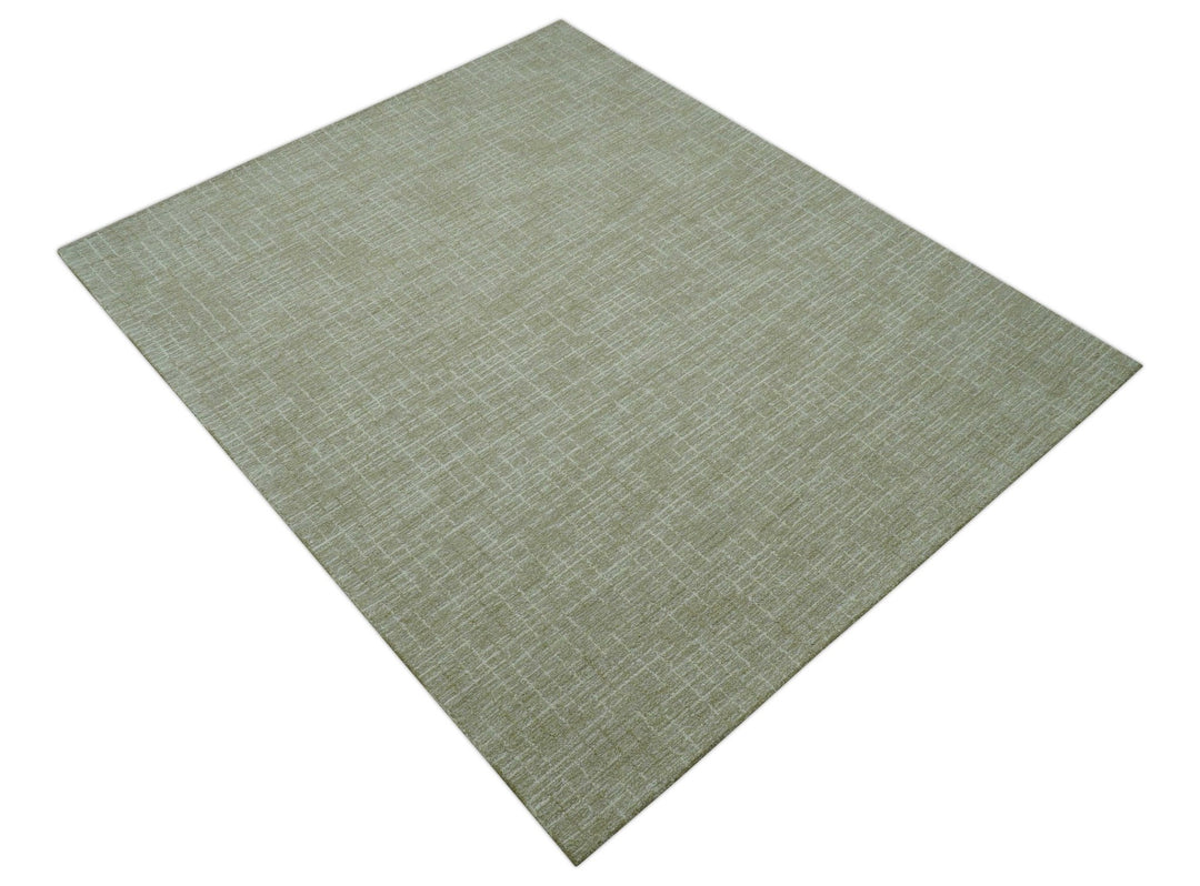 Custom Made Modern Geometrical Beige Hand Tufted Wool Area Rug - The Rug Decor