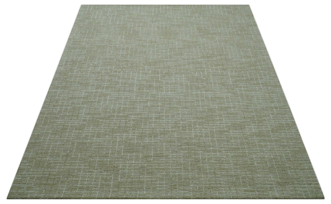 Custom Made Modern Geometrical Beige Hand Tufted Wool Area Rug - The Rug Decor