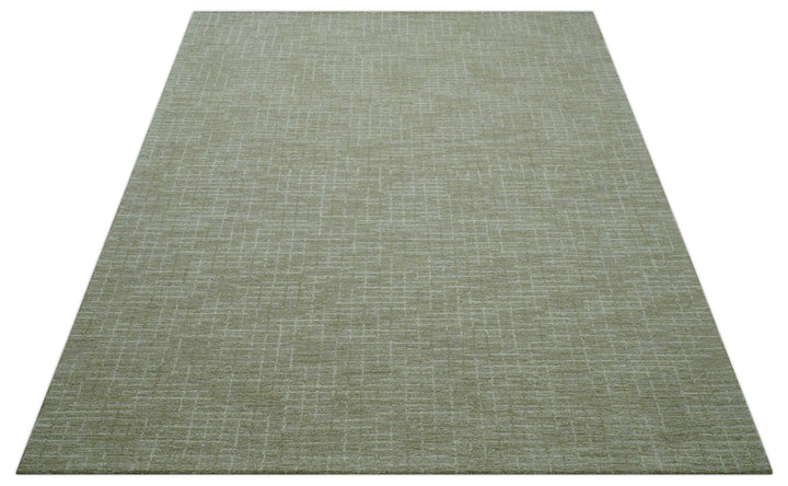 Custom Made Modern Geometrical Beige Hand Tufted Wool Area Rug - The Rug Decor