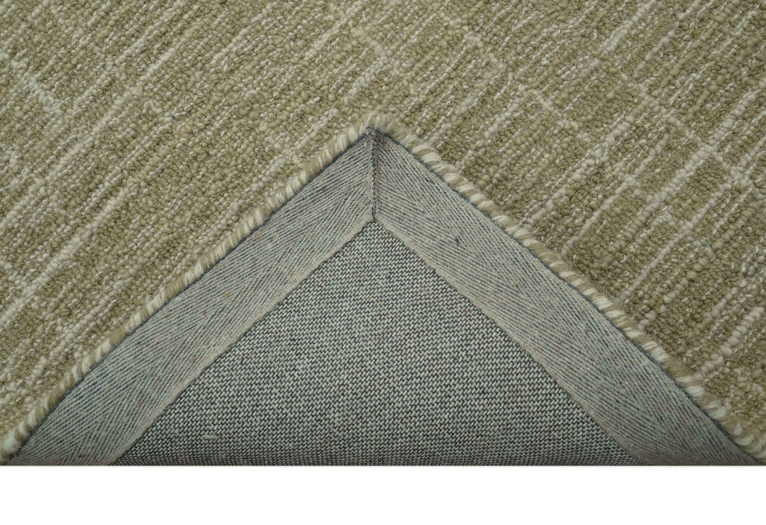 Custom Made Modern Geometrical Beige Hand Tufted Wool Area Rug - The Rug Decor