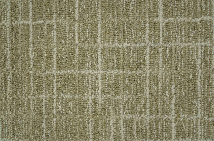 Custom Made Modern Geometrical Beige Hand Tufted Wool Area Rug - The Rug Decor