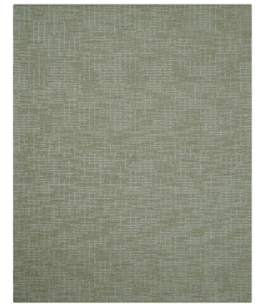 Custom Made Modern Geometrical Beige Hand Tufted Wool Area Rug - The Rug Decor