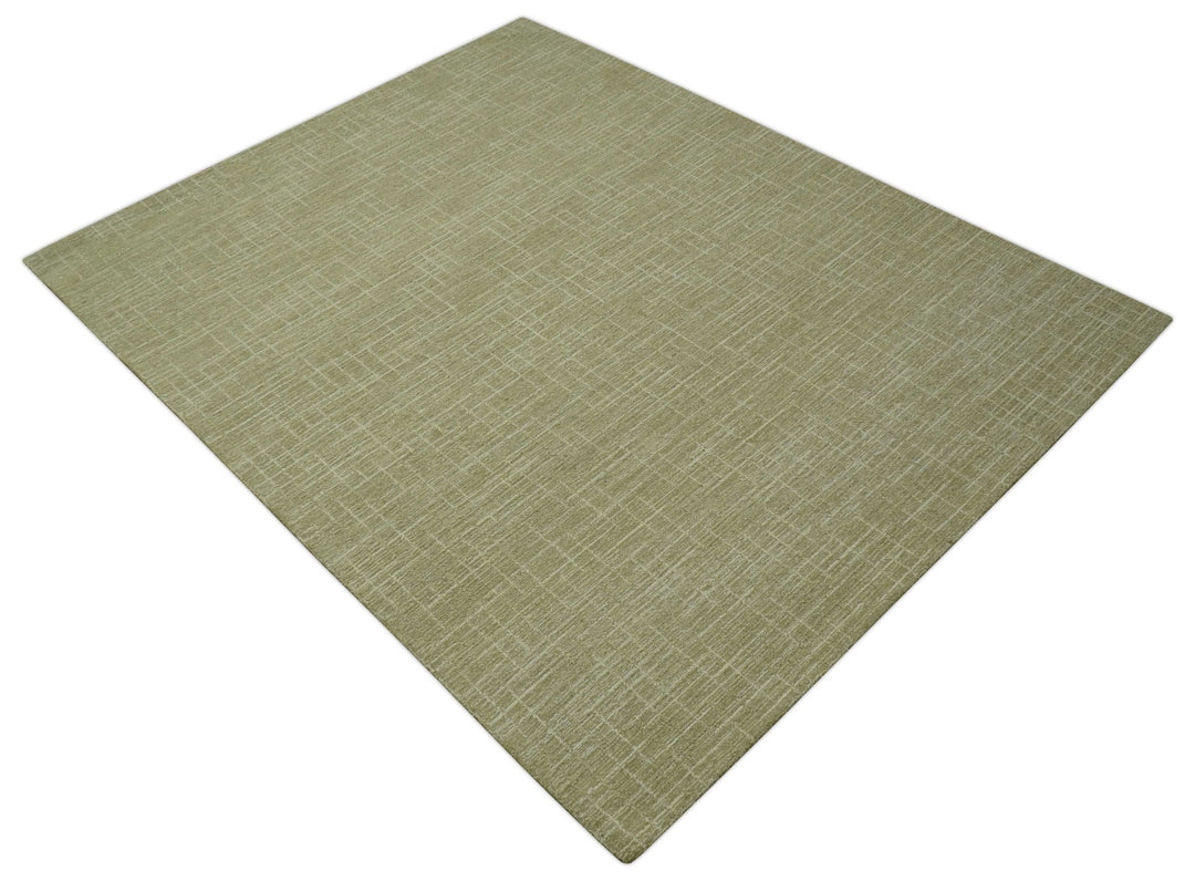 Custom Made Modern Geometrical Beige Hand Tufted Wool Area Rug - The Rug Decor