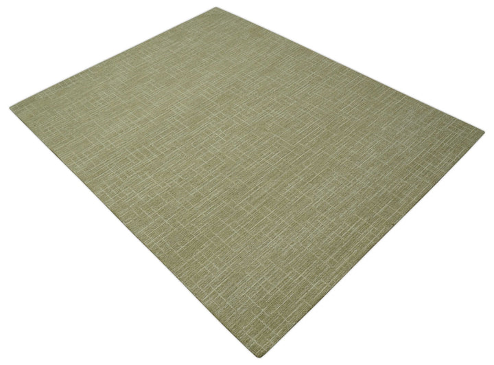 Custom Made Modern Geometrical Beige Hand Tufted Wool Area Rug - The Rug Decor