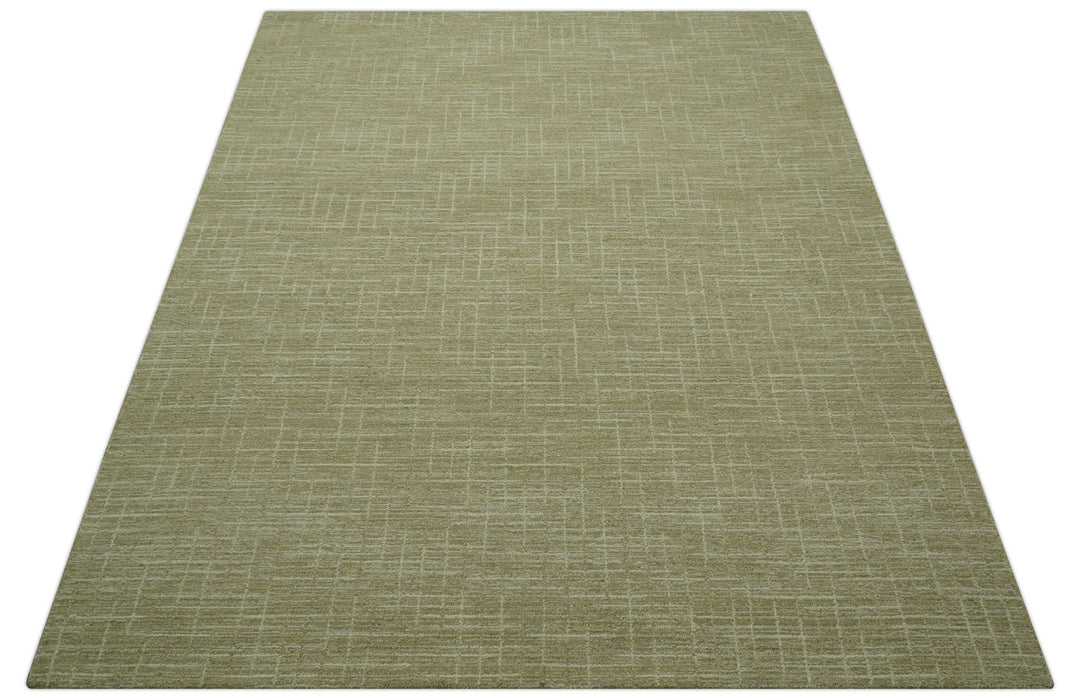 Custom Made Modern Geometrical Beige Hand Tufted Wool Area Rug - The Rug Decor