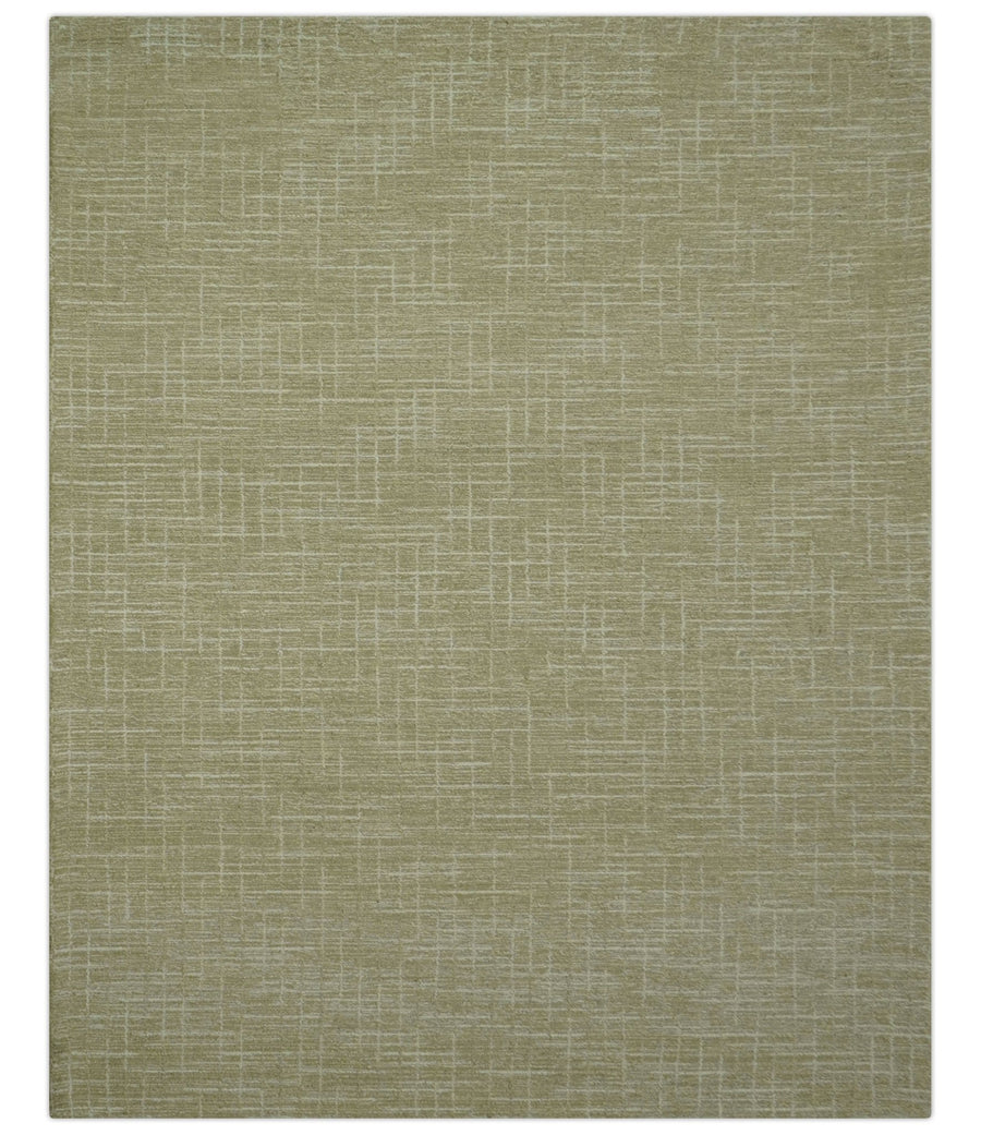 Custom Made Modern Geometrical Beige Hand Tufted Wool Area Rug - The Rug Decor
