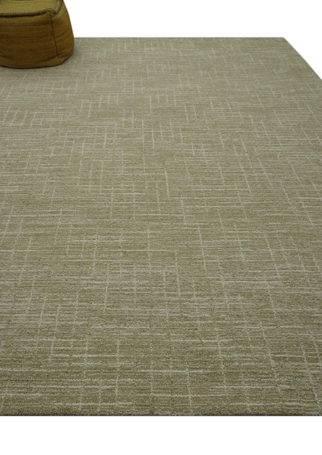 Custom Made Modern Geometrical Beige Hand Tufted Wool Area Rug - The Rug Decor