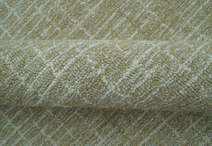 Custom Made Modern Geometrical Beige Hand Tufted Wool Area Rug - The Rug Decor