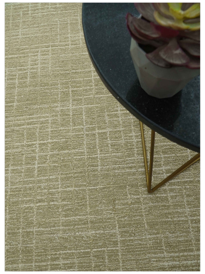 Custom Made Modern Geometrical Beige Hand Tufted Wool Area Rug - The Rug Decor