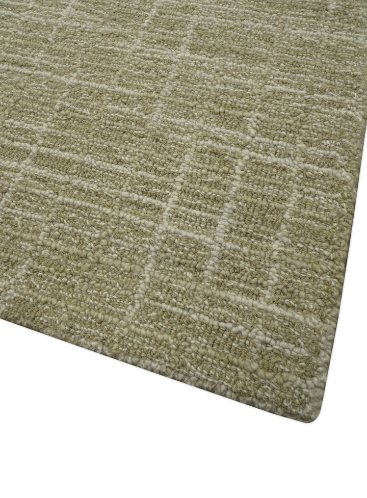 Custom Made Modern Geometrical Beige Hand Tufted Wool Area Rug - The Rug Decor