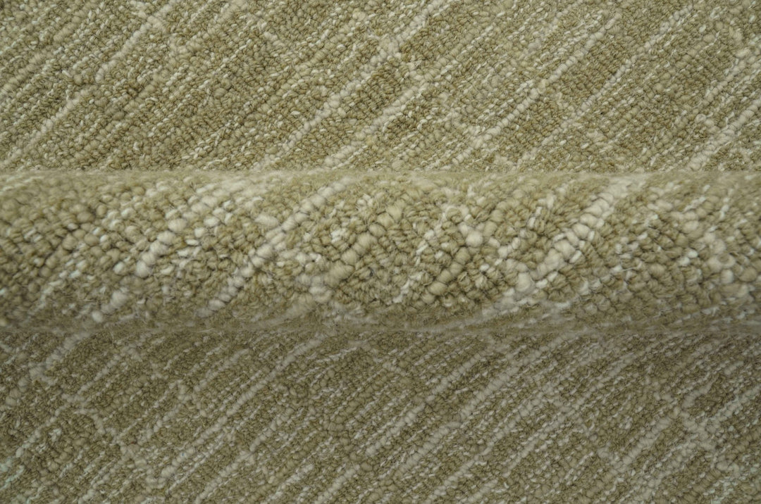 Custom Made Modern Geometrical Beige Hand Tufted Wool Area Rug - The Rug Decor