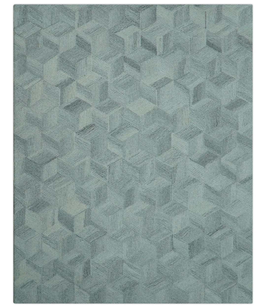 Custom Made Modern Geometrical Gray Hand Tufted Natural Wool Area Rug - The Rug Decor
