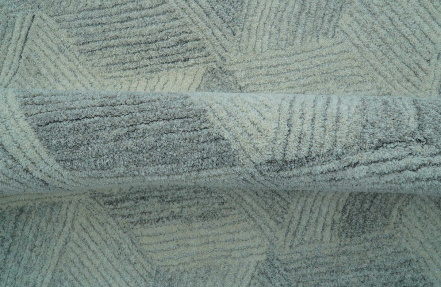Custom Made Modern Geometrical Gray Hand Tufted Natural Wool Area Rug - The Rug Decor