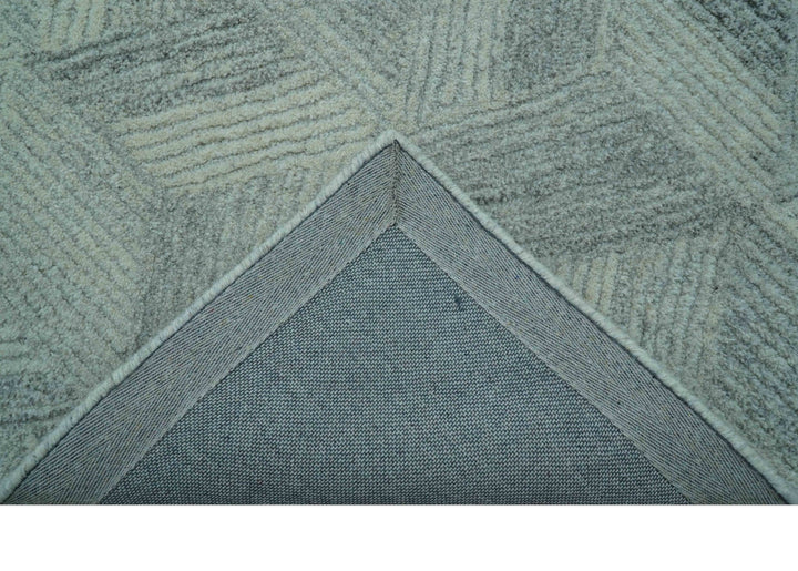 Custom Made Modern Geometrical Gray Hand Tufted Natural Wool Area Rug - The Rug Decor