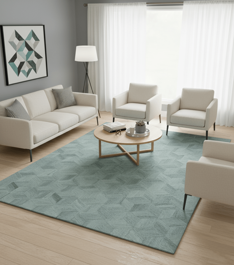 Custom Made Modern Geometrical Gray Hand Tufted Natural Wool Area Rug - The Rug Decor