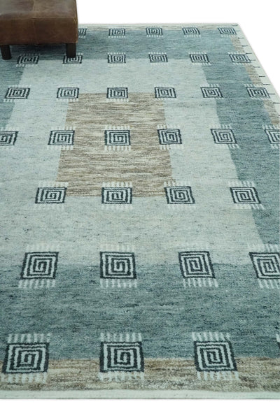 Custom Made modern Geometrical Silver and Gray Hand knotted wool Rug - The Rug Decor