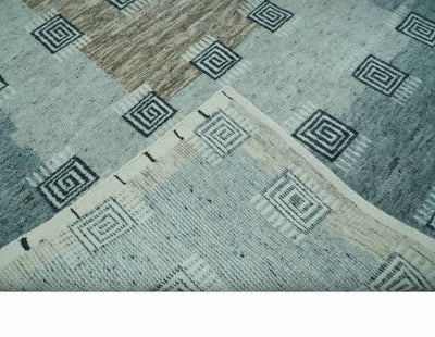 Custom Made modern Geometrical Silver and Gray Hand knotted wool Rug - The Rug Decor