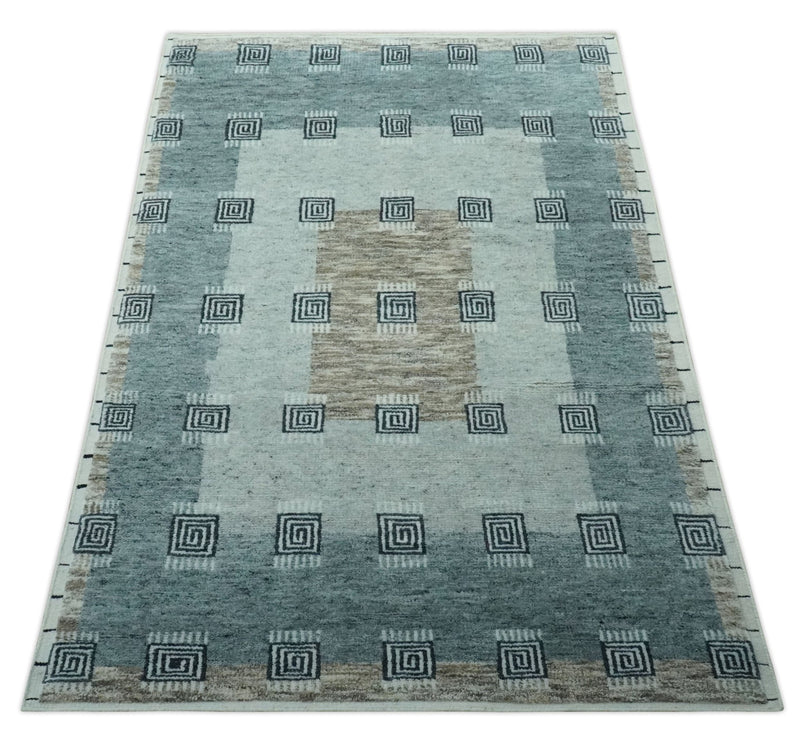 Custom Made modern Geometrical Silver and Gray Hand knotted wool Rug - The Rug Decor