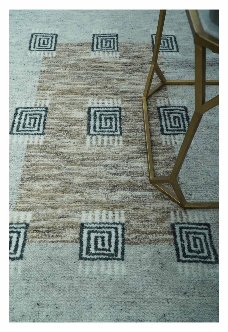 Custom Made modern Geometrical Silver and Gray Hand knotted wool Rug - The Rug Decor