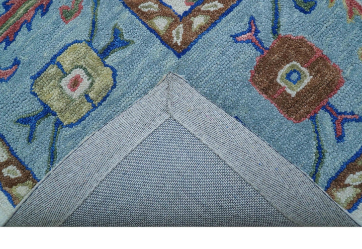 Custom Made Modern Oushak Ivory And Blue Hand Tufted Wool Area Rug - The Rug Decor