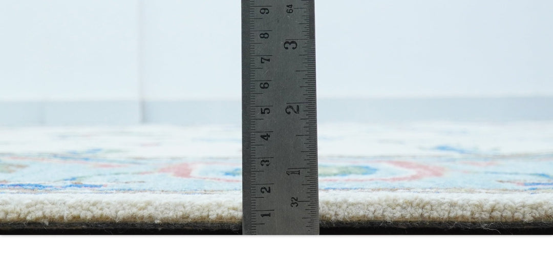 Custom Made Modern Oushak Ivory And Blue Hand Tufted Wool Area Rug - The Rug Decor